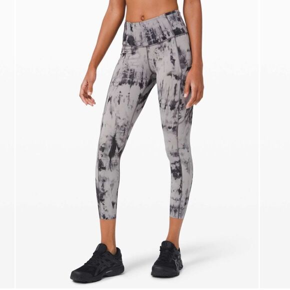 Lululemon Fast and Free Tight II 25" *Game Day Dark Chrome Black Multi Size 4 - Picture 2 of 16